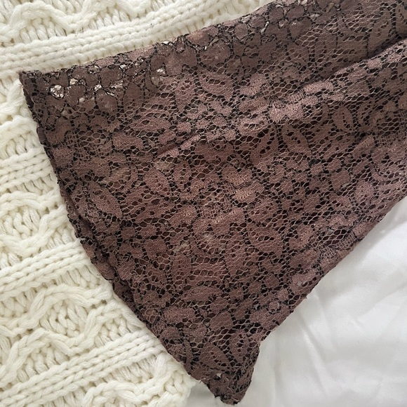 Brown Lace Fringe Studio Boho Dress Long Tunic Size Large EUC - Picture 4 of 4